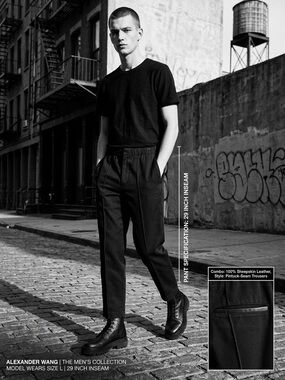 Alexander Wang Black Tapered Trousers Elastic Waist Sheepskin Trim L Minimalist